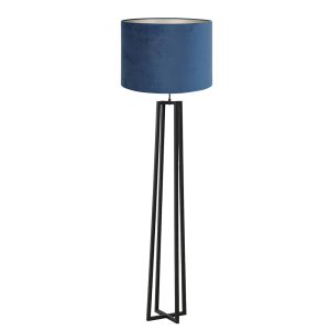 Moderne vloerlamp met blauwe velours kap Light & Living Miley