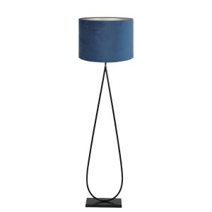 Moderne druppel vloerlamp met blauwe velours kap Light & Living Tamsu