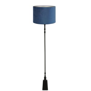 Donkere vloerlamp met blauwe velours kap Light & Living Donah