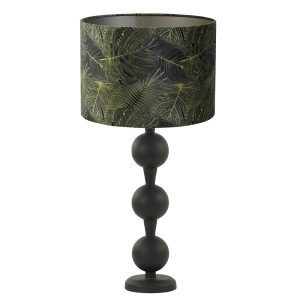 Hoge zwarte klassieke tafellamp met kap grijs Light & Living Gulsum