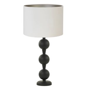 Hoge zwarte klassieke tafellamp met grijze velours kap Light & Living Gulsum