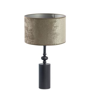 Zwarte klassieke tafellamp met blauwe kap Light & Living Helabima