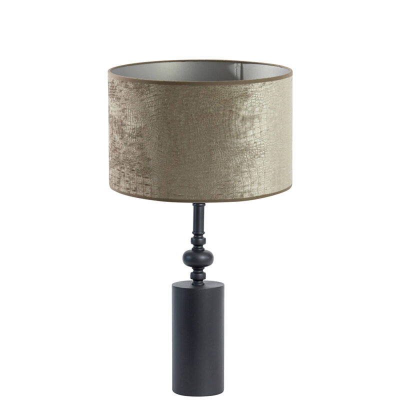Zwarte klassieke tafellamp met blauwe kap Light & Living Helabima