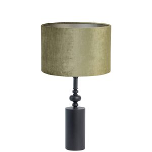 Zwarte klassieke tafellamp met zwarte kap Light & Living Helabima