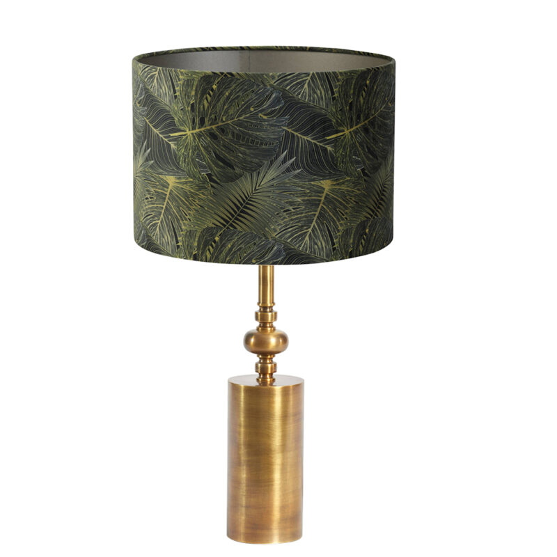 Gouden klassieke tafellamp met lichtroze kap Light & Living Helabima