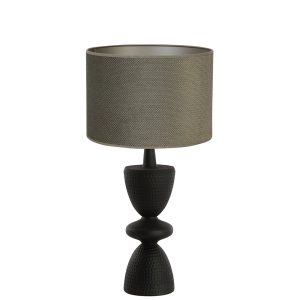 Zwarte klassieke tafellamp met blauwe kap Light & Living Smith