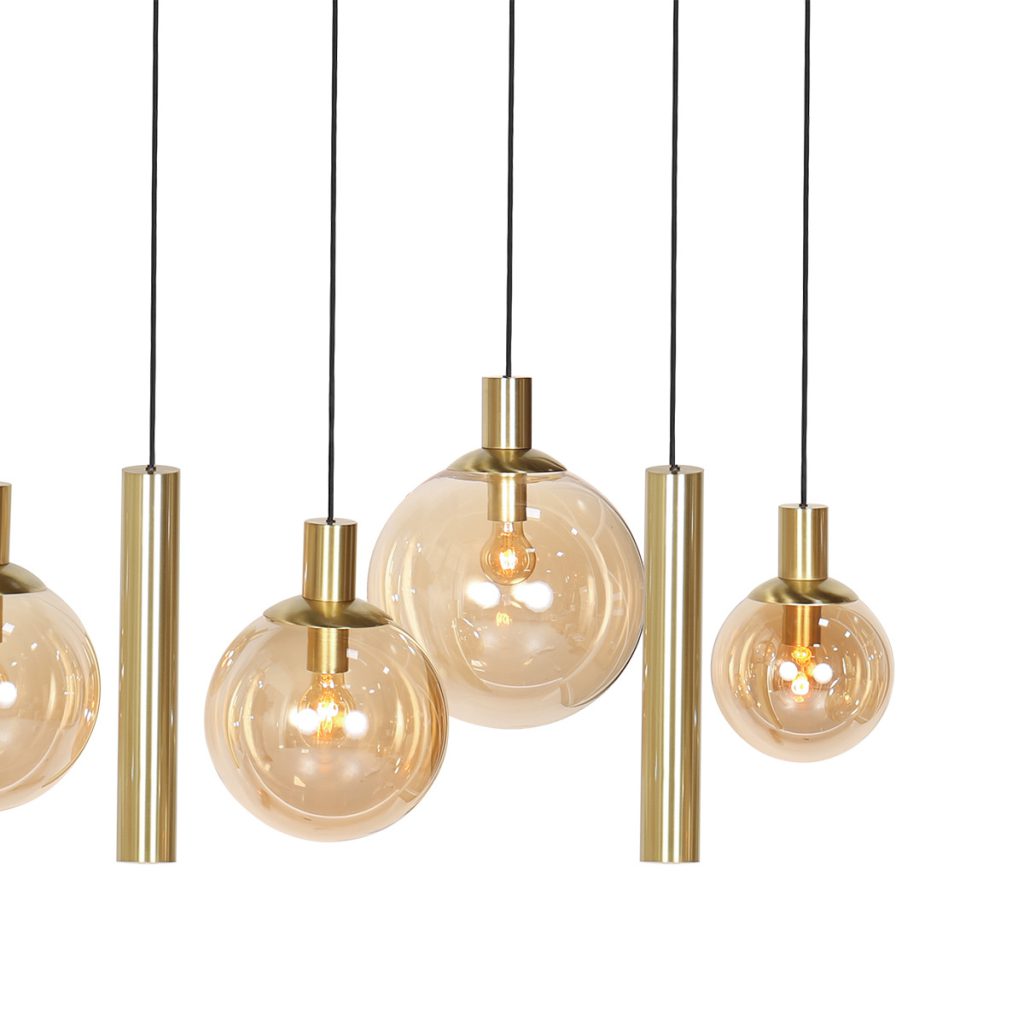 Hanglamp messing 9-lichts glasbollen/kokers Steinhauer Bollique led - Afbeelding 4