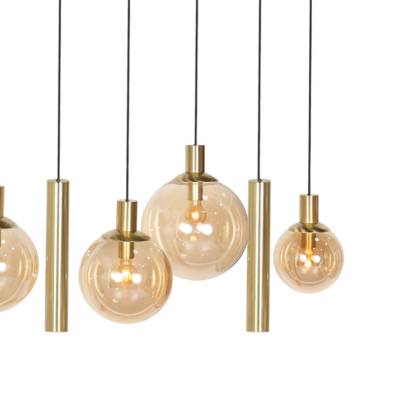 Hanglamp messing 9-lichts glasbollen/kokers Steinhauer Bollique led - Afbeelding 4