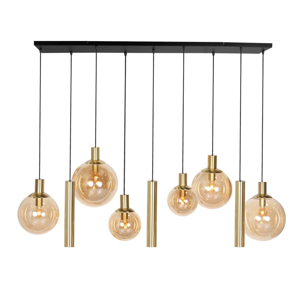 Hanglamp messing 9-lichts glasbollen/kokers Steinhauer Bollique led - Afbeelding 7