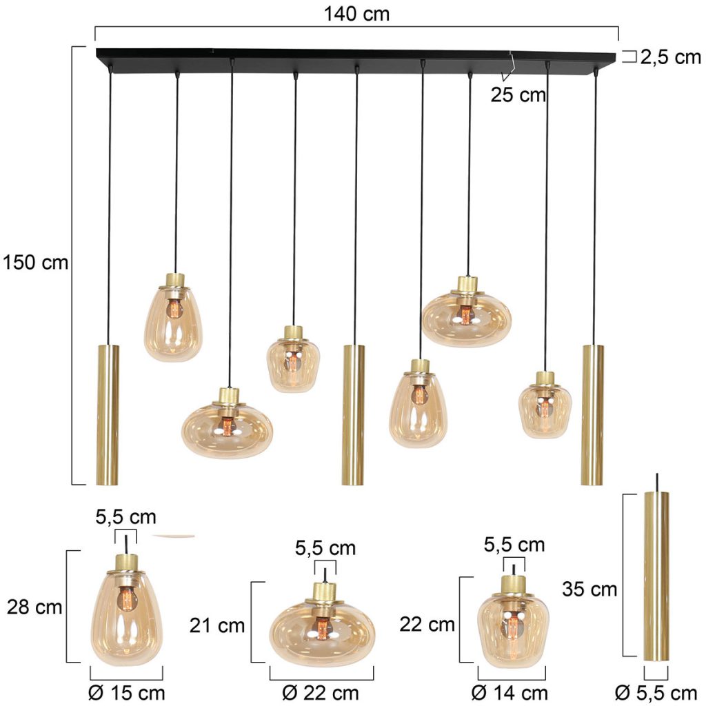 9-lichts-industriele-hanglamp-goud-steinhauer-reflexion-3797me-7