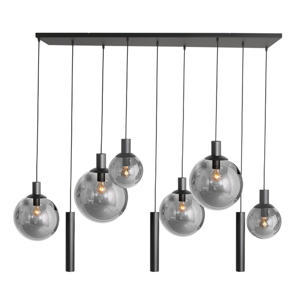 Zwarte hanglamp 9-lichts kokers/glasbollen Steinhauer Bollique led - Afbeelding 2
