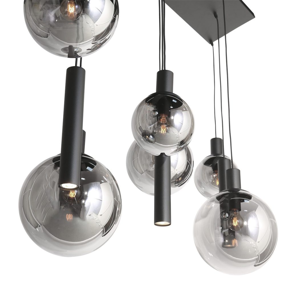 Zwarte hanglamp 9-lichts kokers/glasbollen Steinhauer Bollique led - Afbeelding 14