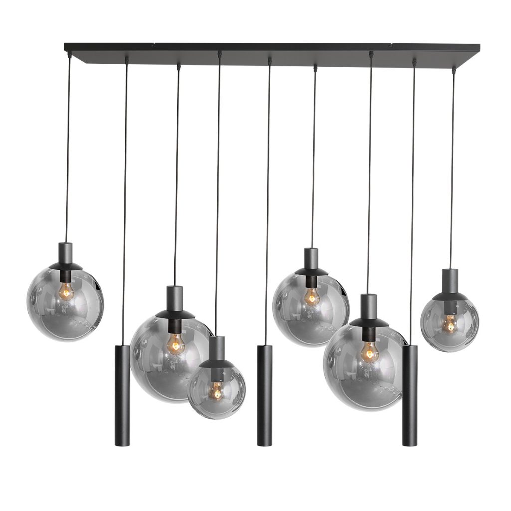 Zwarte hanglamp 9-lichts kokers/glasbollen Steinhauer Bollique led - Afbeelding 7