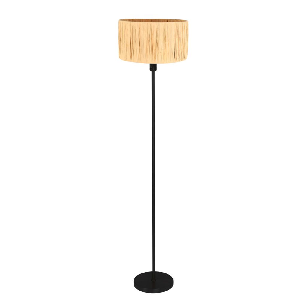 Mexlite Noor Zwart vloerlamp - Ø 40 cm - E27 fitting - Houtkleurig