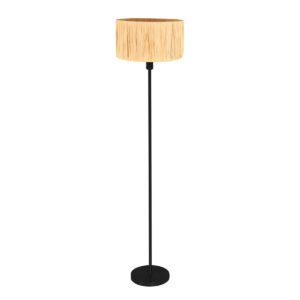 Mexlite Noor Zwart vloerlamp - Ø 40 cm - E27 fitting - Houtkleurig