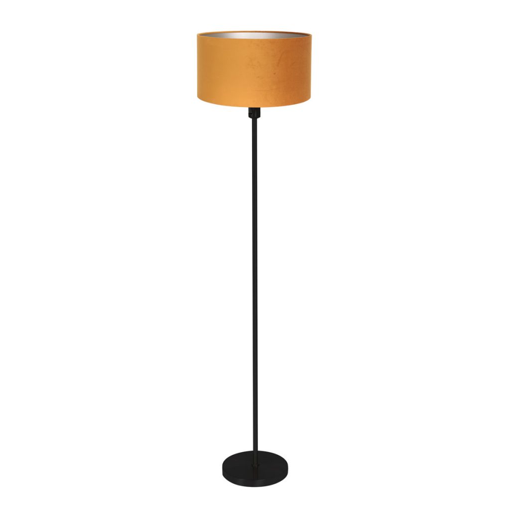 Mexlite Noor Zwart vloerlamp - Ø 40 cm - E27 fitting - Okergeel