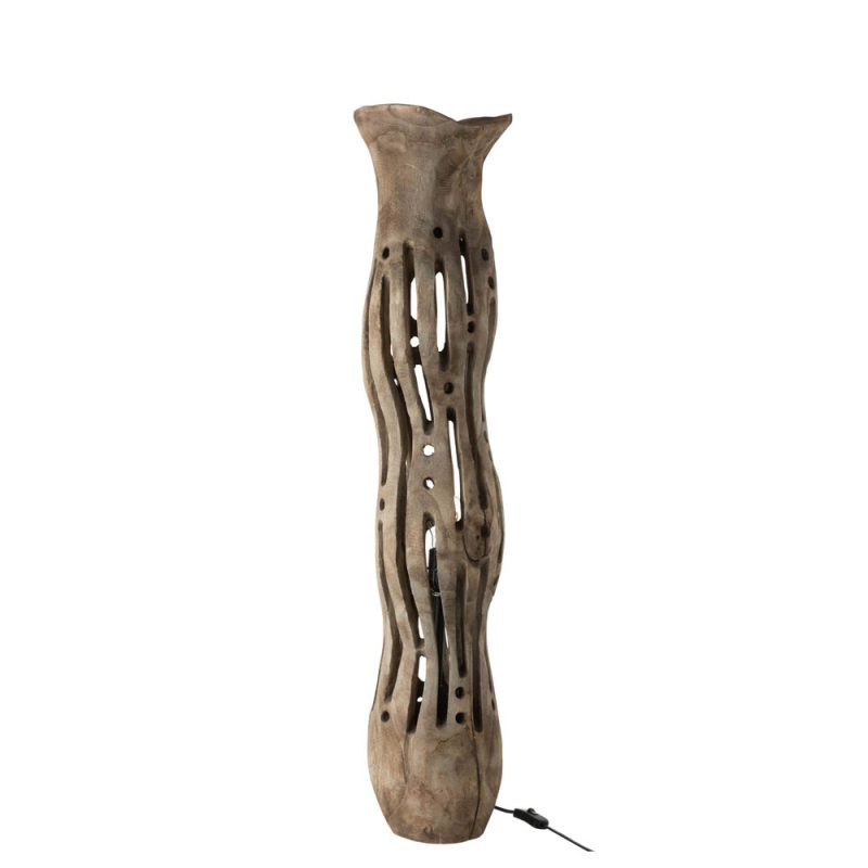 Afrikaanse houten beige tafellamp Jolipa Elise - Afbeelding 2