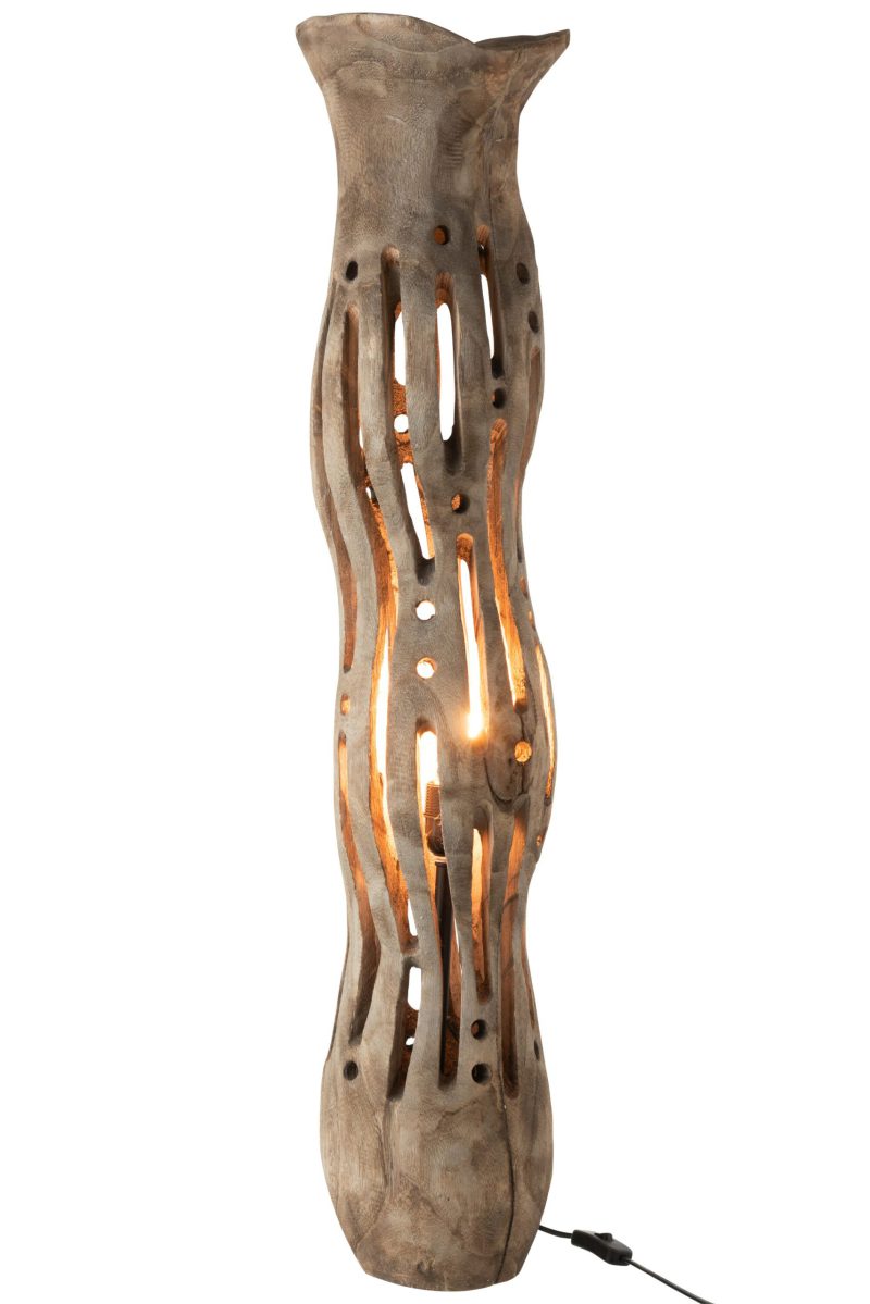 Afrikaanse houten beige tafellamp Jolipa Elise - Afbeelding 4
