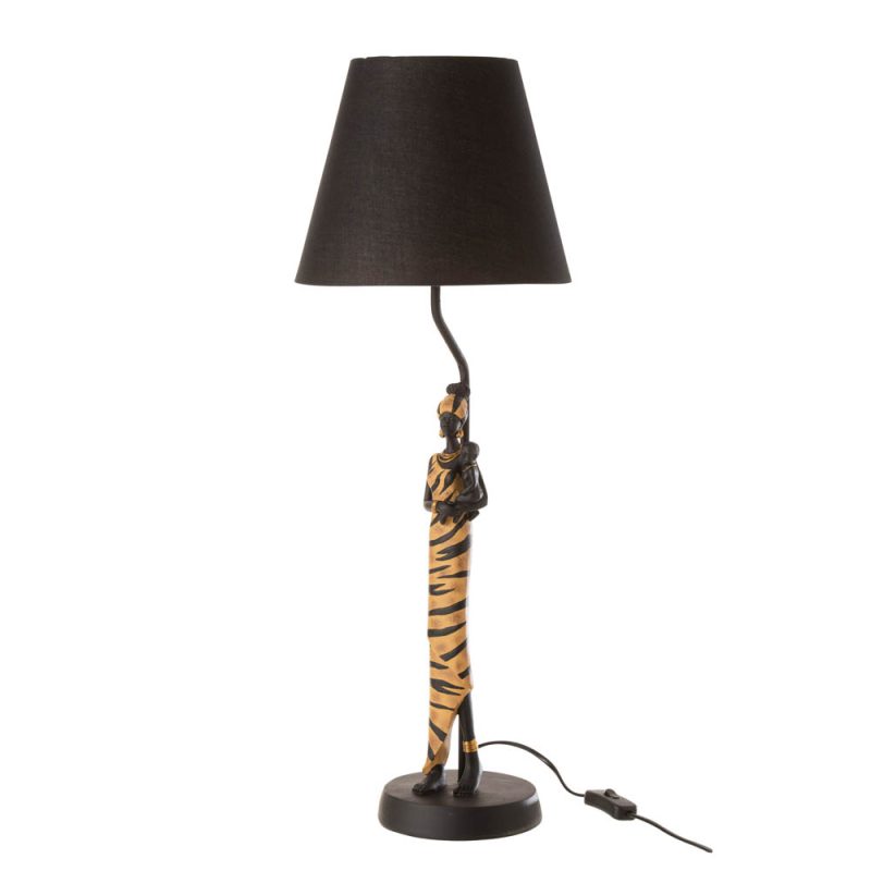 Afrikaanse zwart met gouden tafellamp Jolipa African woman zebra - Afbeelding 2