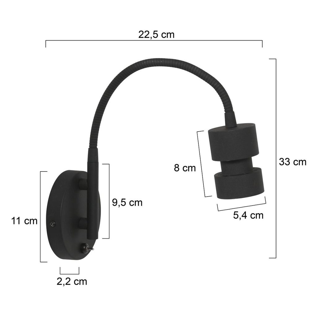 Moderne zwarte wandlamp metaal Steinhauer Natasja led - Afbeelding 6