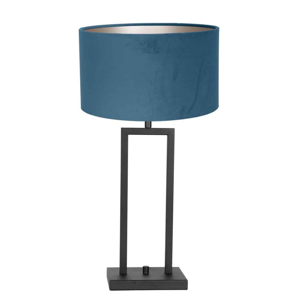 Blauwe schemerlamp met zwarte voet Steinhauer Stang - Afbeelding 2