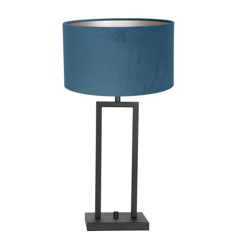 blauwe-schemerlamp-met-zwarte-voet-steinhauer-stang-8215zw-1