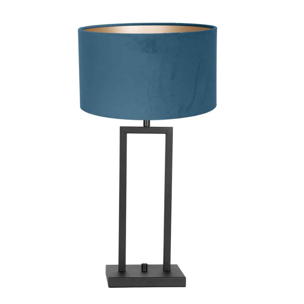 blauwe-schemerlamp-met-zwarte-voet-steinhauer-stang-8215zw