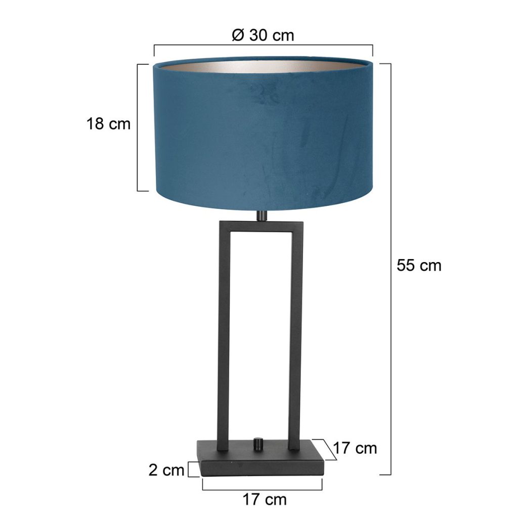 Blauwe schemerlamp met zwarte voet Steinhauer Stang - Afbeelding 7