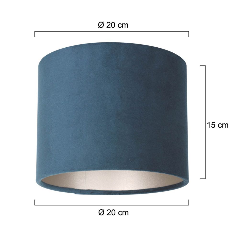 Moderne blauwe velours lampenkap Steinhauer  - Ø 20 cm - Afbeelding 6