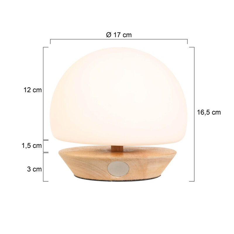 Moderne naturel houten tafellamp glas Steinhauer Ancilla - Afbeelding 6
