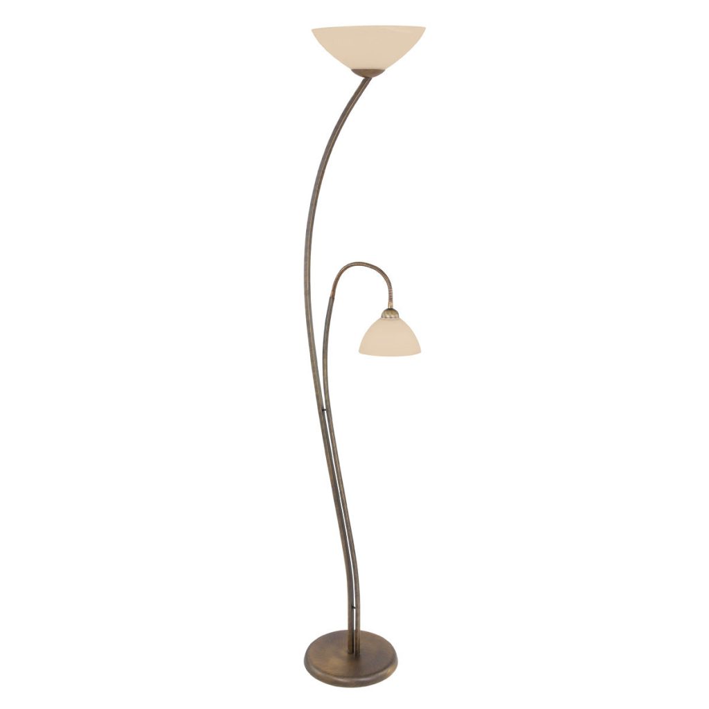 Bronzen vloerlamp 2-lichts gemarmerd glas Steinhauer Capri - Afbeelding 2