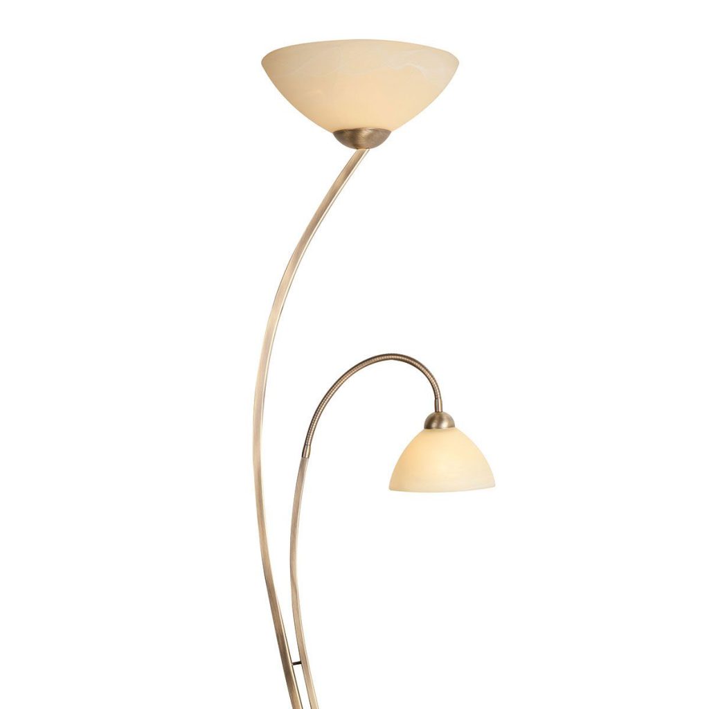 Bronzen vloerlamp 2-lichts gemarmerd glas Steinhauer Capri - Afbeelding 9