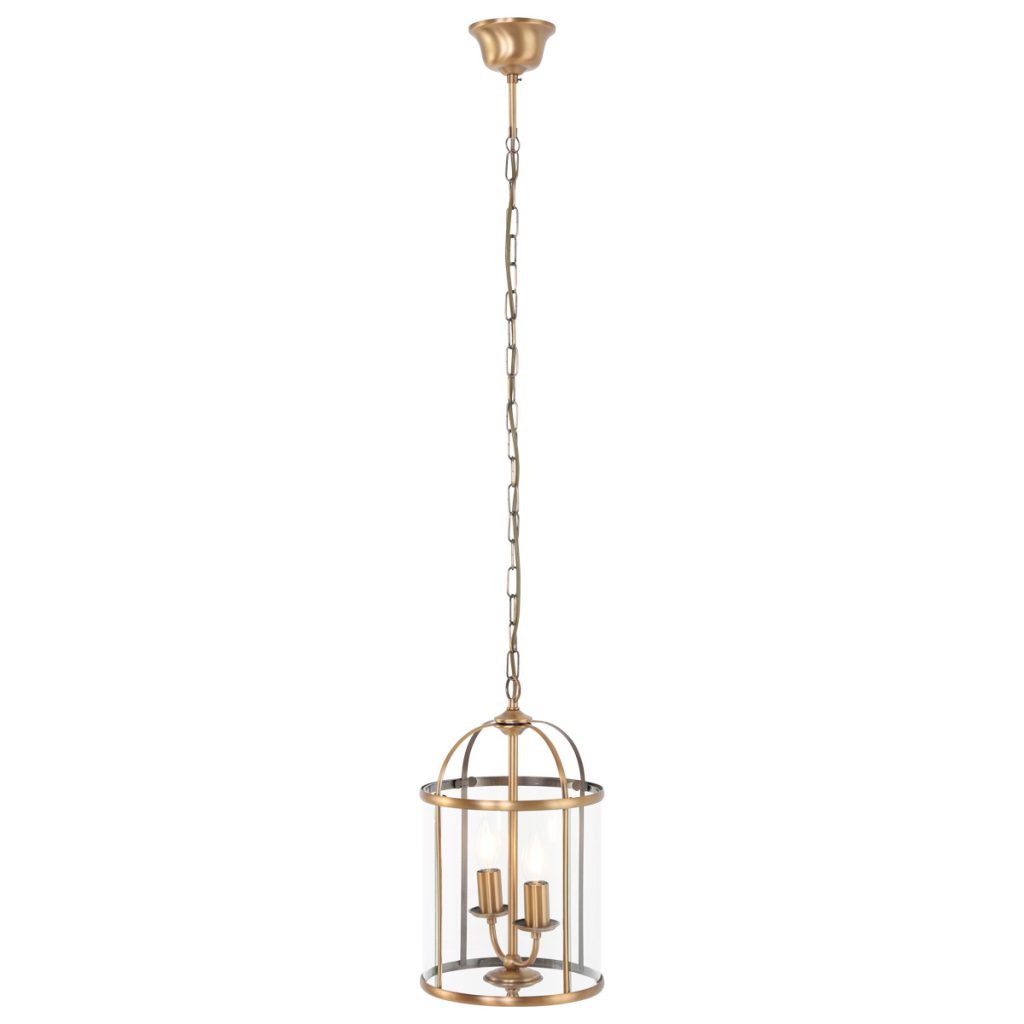 Bronzen 2-lichts hanglamp lantaarn glas Steinhauer Pimpernel - Afbeelding 2