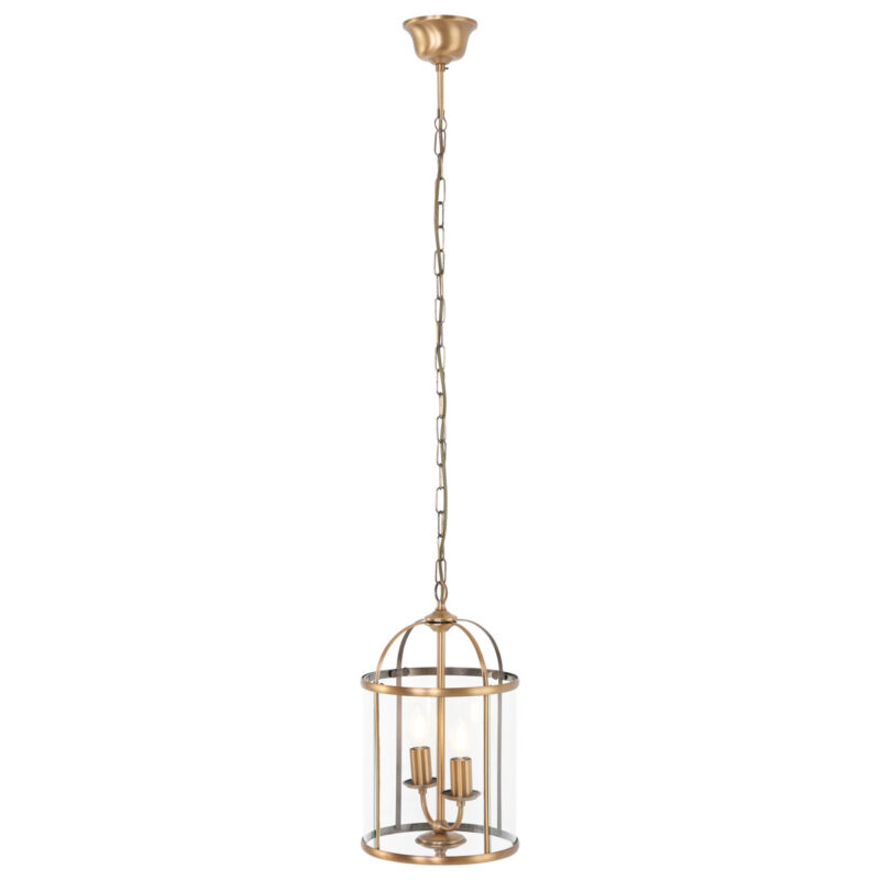 Bronzen 2-lichts hanglamp lantaarn glas Steinhauer Pimpernel - Afbeelding 2