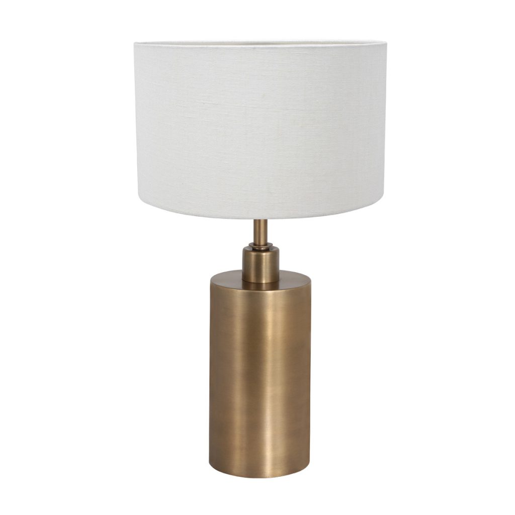 Bronzen schemer tafellamp met witte kap Steinhauer Brass - Afbeelding 2