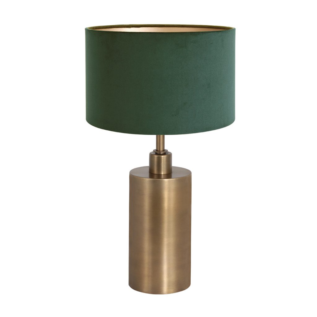 Bronzen schemerlamp met groene fluwelen kap Steinhauer Brass - Afbeelding 2
