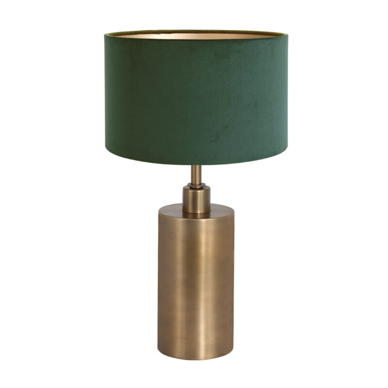 Bronzen schemerlamp met groene fluwelen kap Steinhauer Brass - Afbeelding 2