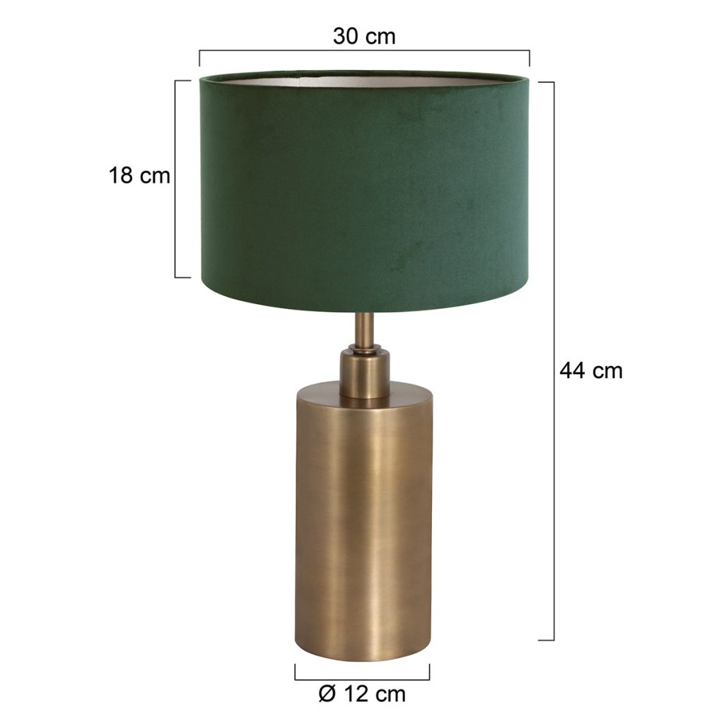 Bronzen schemerlamp met groene fluwelen kap Steinhauer Brass - Afbeelding 6