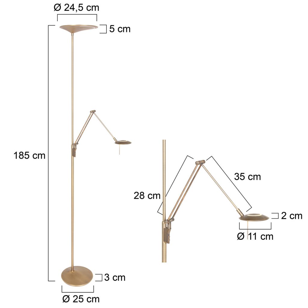 Bronzen uplight met leeslamp Steinhauer Zodiac led - Afbeelding 8