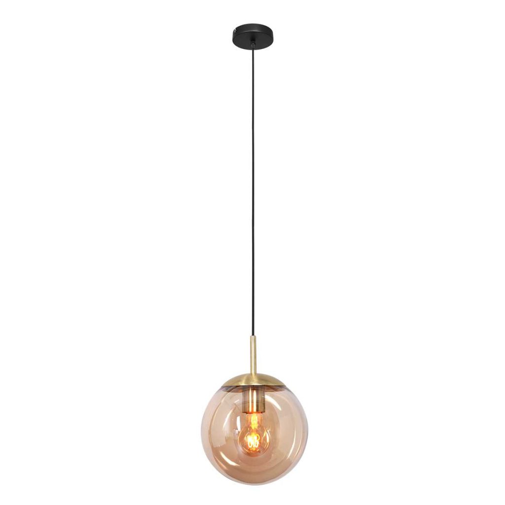 Design hanglamp met amber glas Steinhauer Bollique led - Afbeelding 2