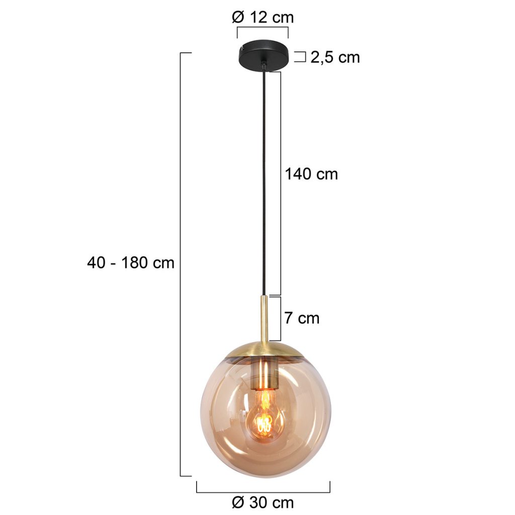 Design hanglamp met amber glas Steinhauer Bollique led - Afbeelding 6