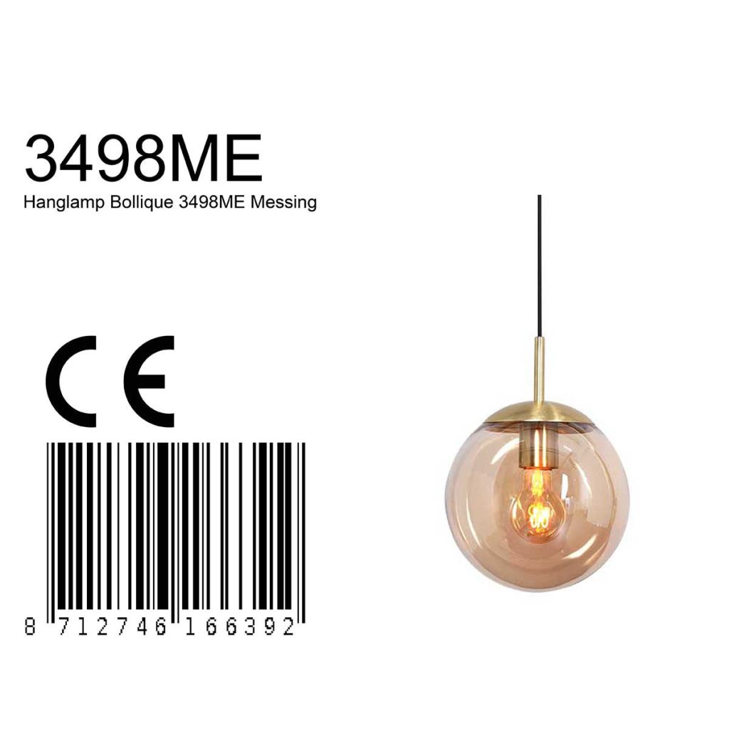 Design hanglamp met amber glas Steinhauer Bollique led - Afbeelding 7