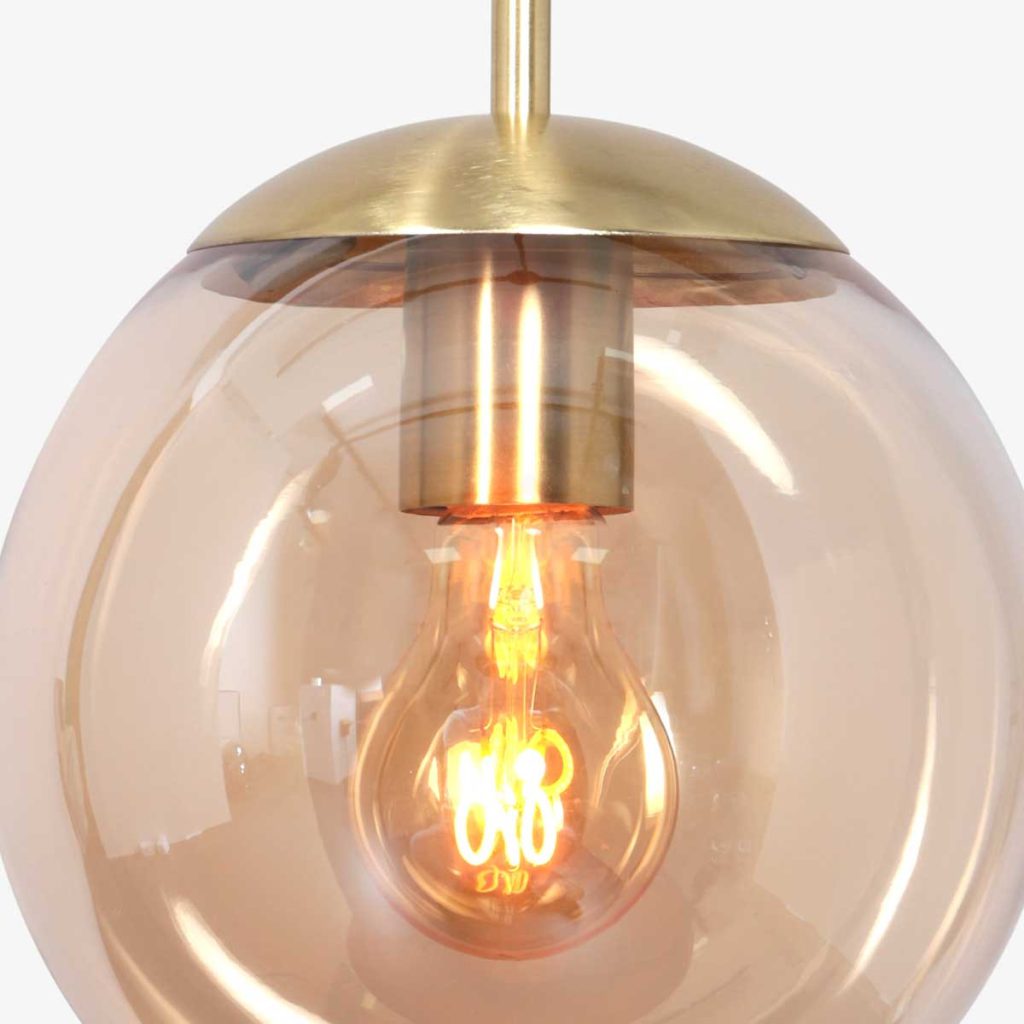 Design hanglamp met amber glas Steinhauer Bollique led - Afbeelding 10