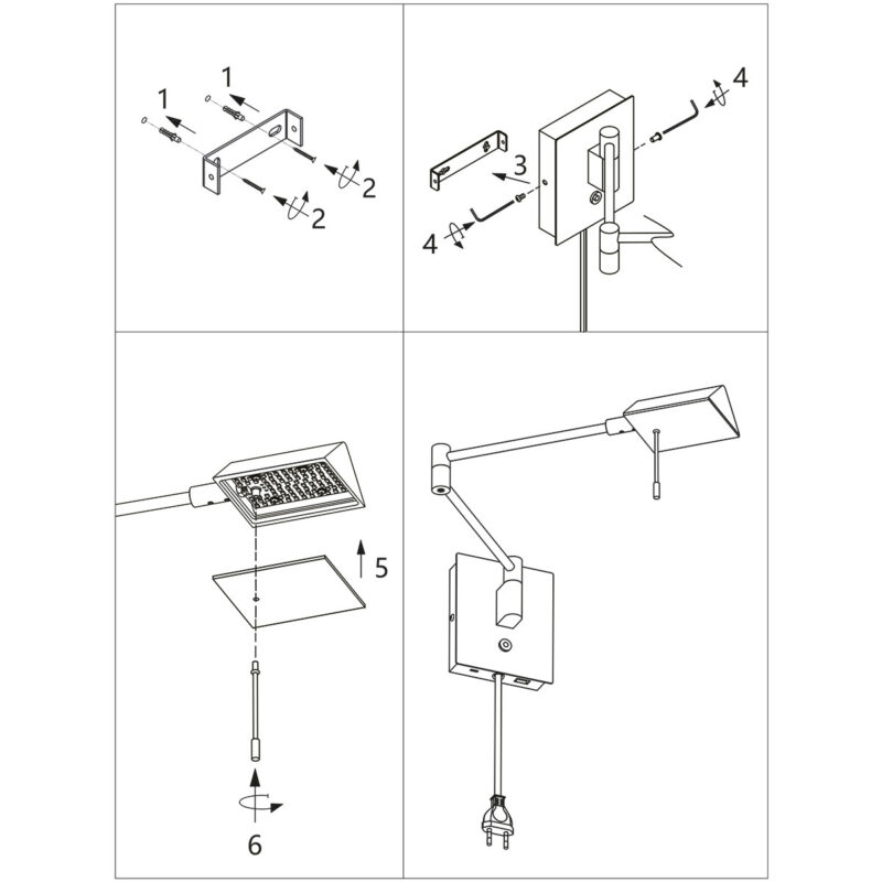 steinhauer-wandlamp-retina-zwart-metaal-bedlampje-led-3402zw-1