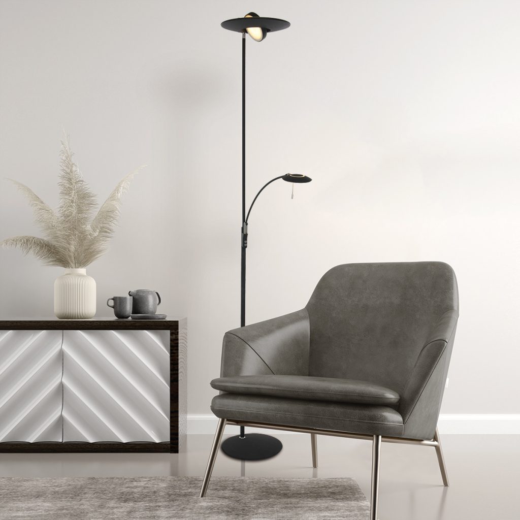Dimbare vloerlamp zwart leeslamp Steinhauer Zenith led - Afbeelding 4