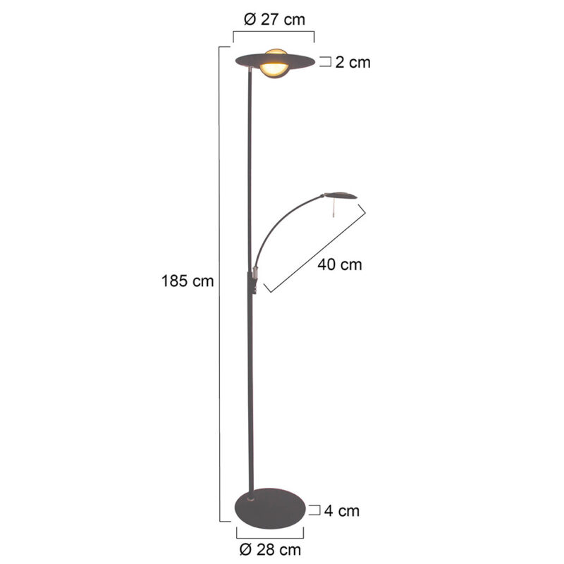 Dimbare vloerlamp zwart leeslamp Steinhauer Zenith led - Afbeelding 8