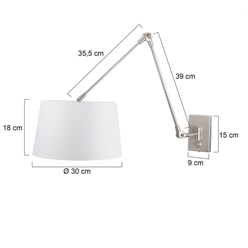 Dimbare wandlamp met witte kap Steinhauer Prestige chic - Afbeelding 6