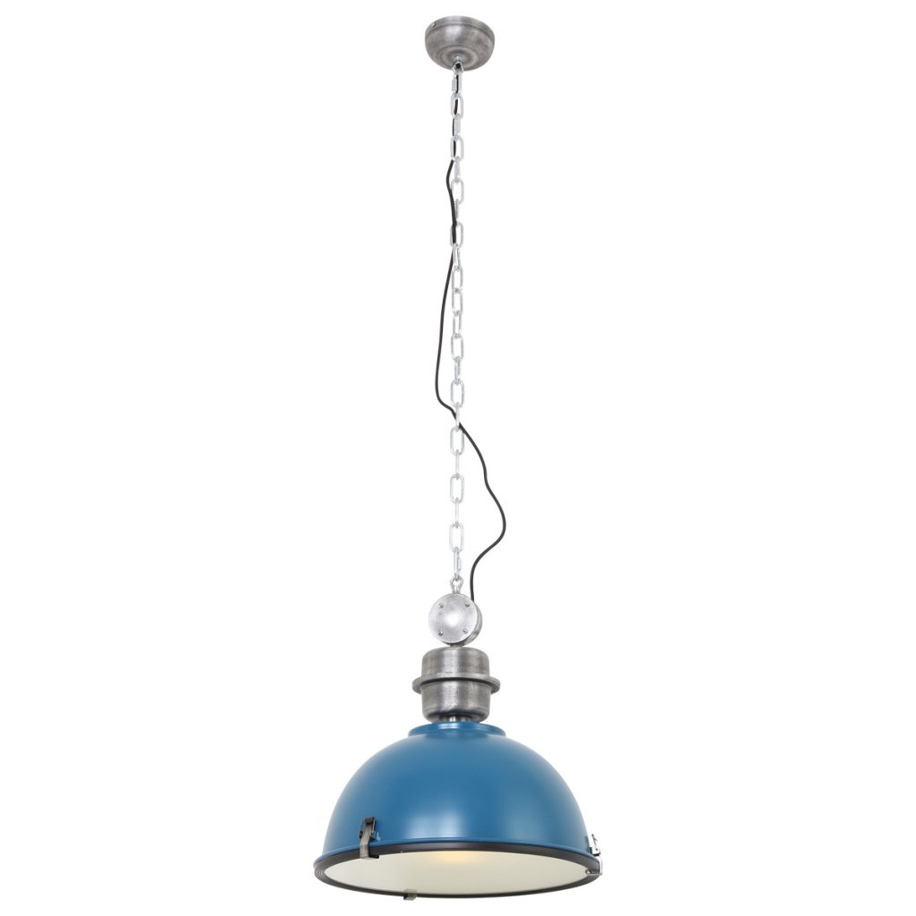Industriële hanglamp metaal/glas petrol koepelvorm Steinhauer Bikkel - Afbeelding 2
