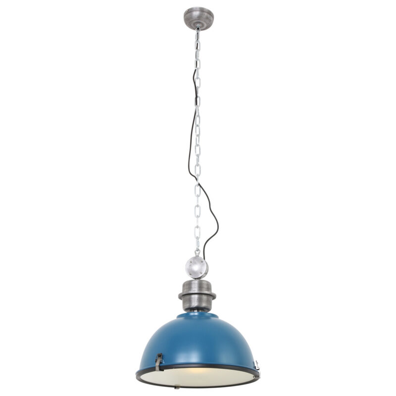 Industriële hanglamp metaal/glas petrol koepelvorm Steinhauer Bikkel - Afbeelding 2