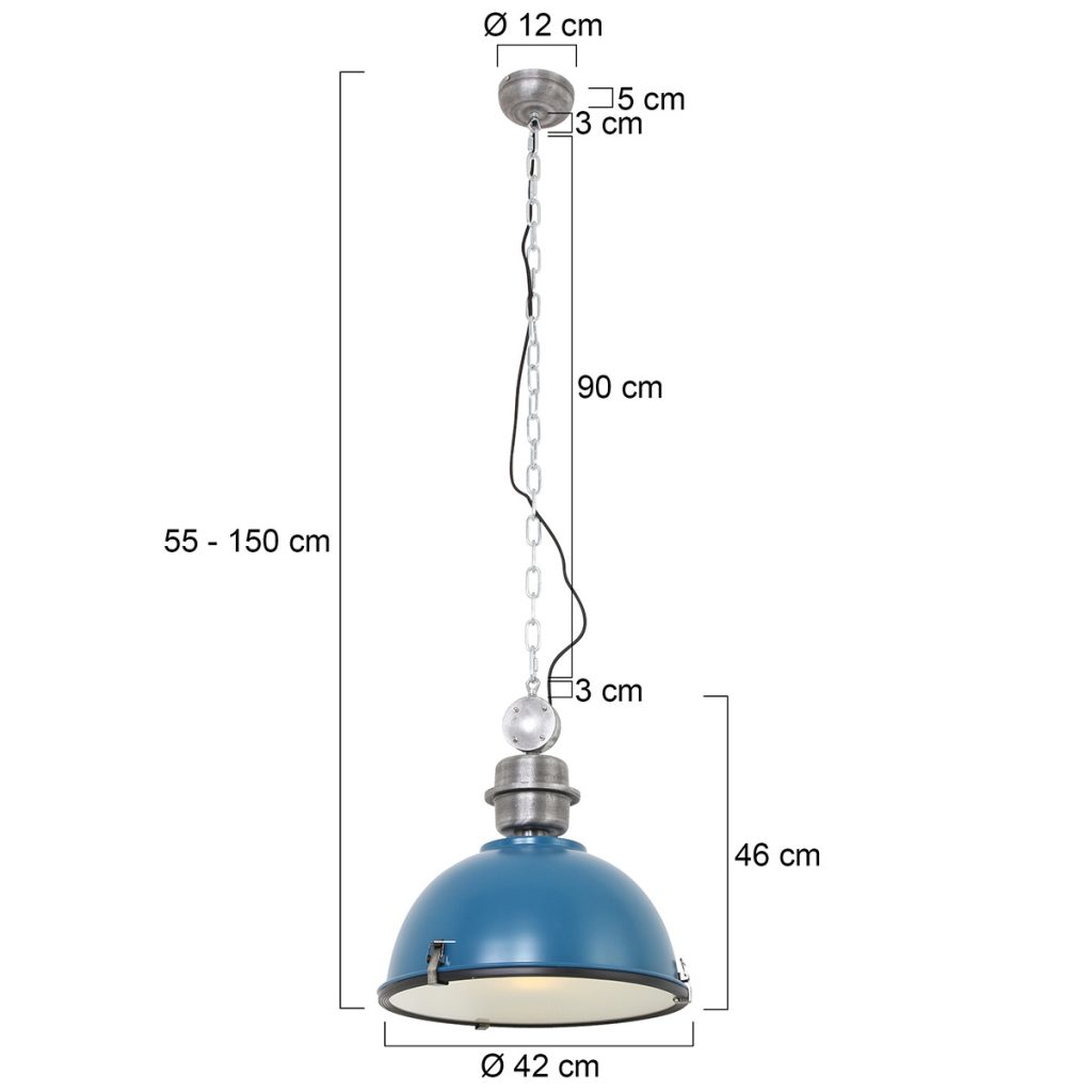 Industriële hanglamp metaal/glas petrol koepelvorm Steinhauer Bikkel - Afbeelding 7